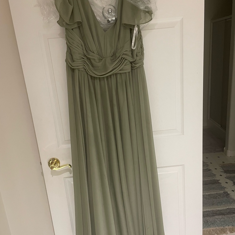 Elegant Olive Green Evening Gown